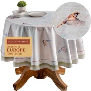 Maison D’hermine hand crafted round tablecloth flying birds